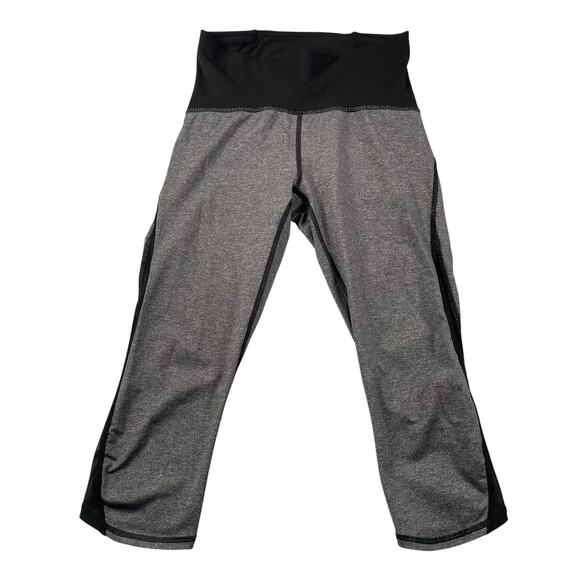 Lululemon Train Times Crop Womens 6 Heathered Black Mesh Trim Capri Pants - Picture 1 of 16
